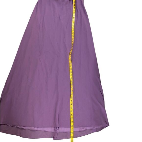 Elegant David’s Bridal long strapless dress /gown chiffon flowing purple - Picture 7 of 12